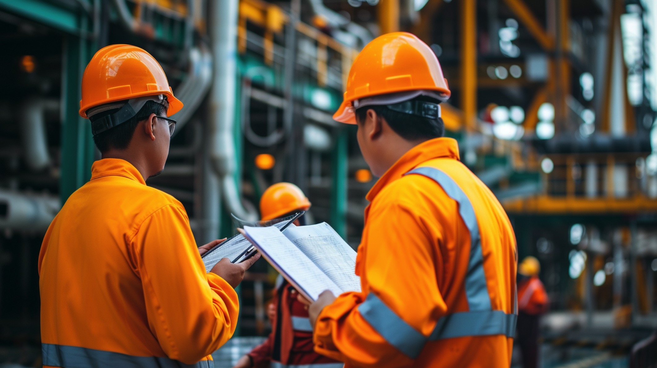 Ingeníeros industriales con equipo de protección